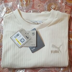 Puma Cream Short Sleeve Tee Casual Essential